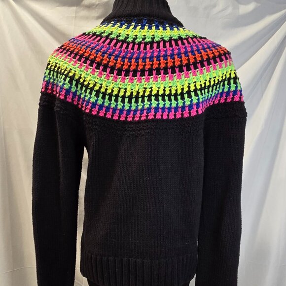 Ralph Lauren Active Sweater Cardigan Rainbow Striped Colorful Retro Zip Large - Picture 6 of 10